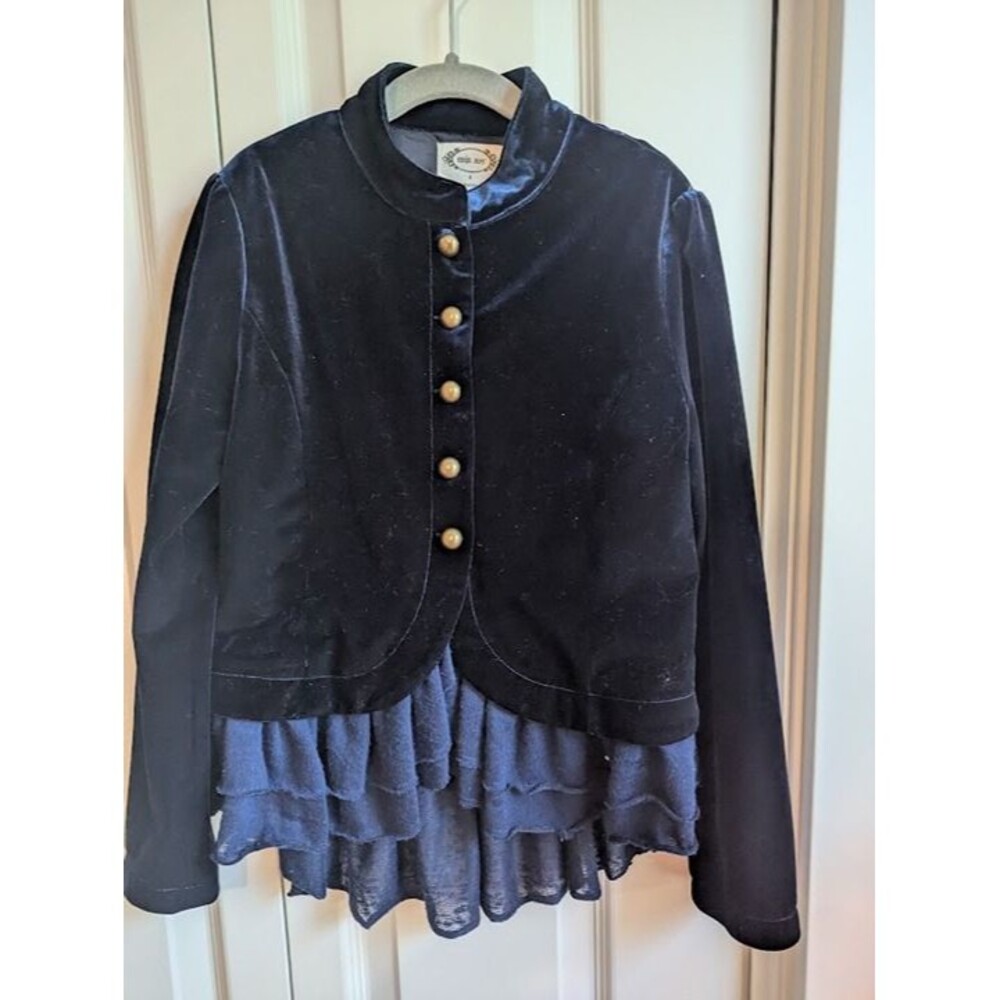 Joyfolie Mia Joy blue velvet ruffle Bridgerton jacket 8 girls